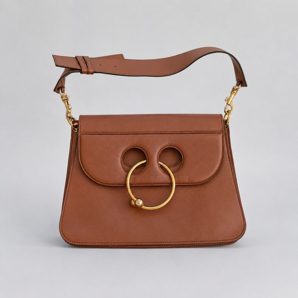 JW Anderson Pierce Brown Leather Medium Handbag Shoulder Bag